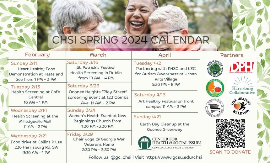 Center for Health & Social Issues Sprint 2024 Events Calendar