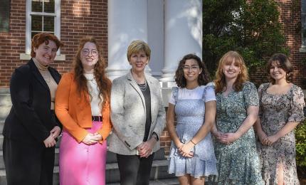 Margaret Wilson Writing Award finalists pose for a photo with GCSU President