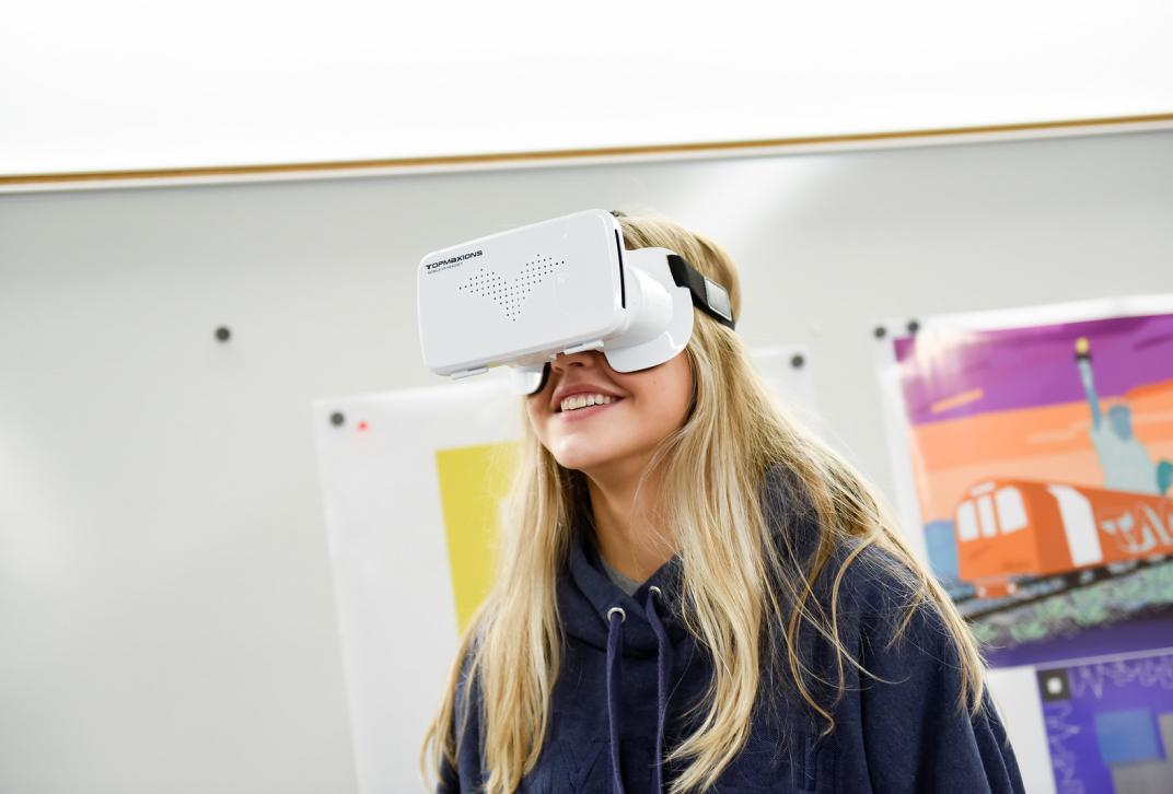Female Student with VR Gear