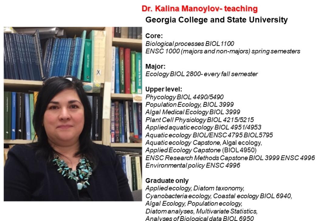 Kalina Manoylov Research and Teaching 