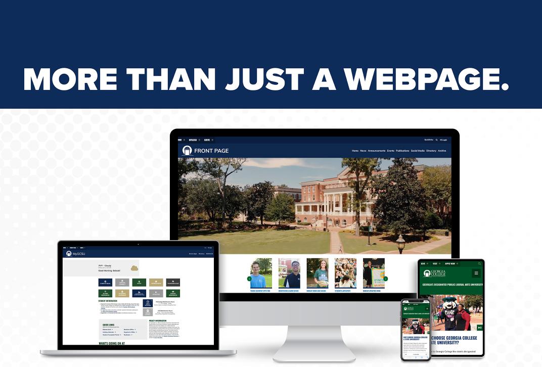 4 devices display gcsu websites. Text reads "More than just a webpage."
