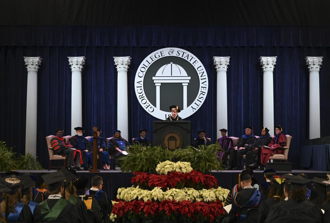 December 2024 commencement stage and platform party