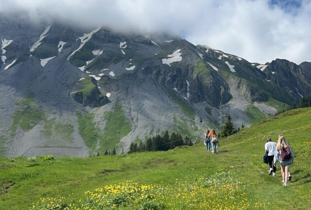 GCSU students hiking in Swiss Alps