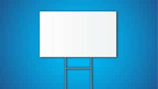 Single, blank yard sign with stakes