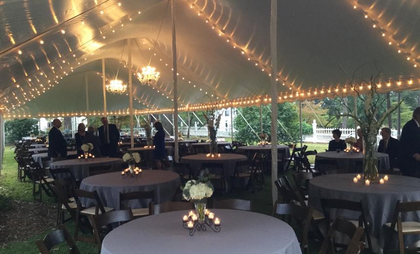 event tent with lights