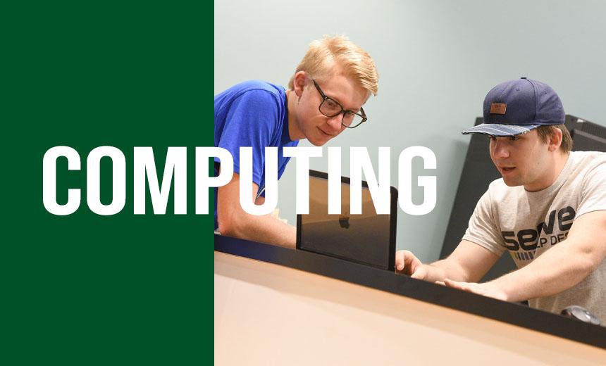 SERVE members at a computer with "Computing" text