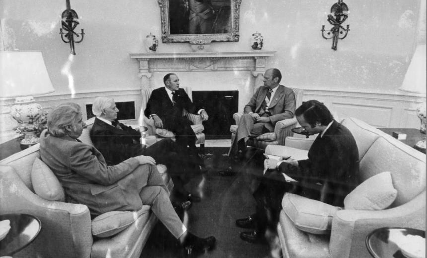W. J. Usery, Jr. in Oval Office with Gerald Ford