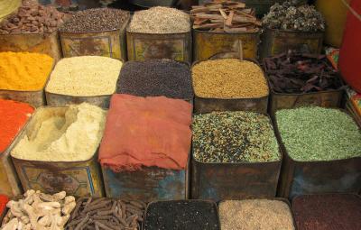 Assortment of spices in spice market