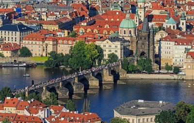 Prague bridge from Petrinska Tower
