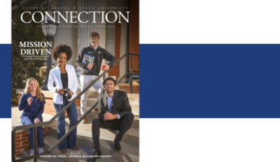 Connection Magazine Summer 2026, students gathered on the steps at Atkinson