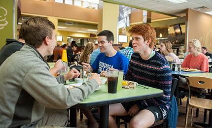 students eating in cafeteria