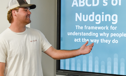 Student presents information on the ABCD's of Nudging