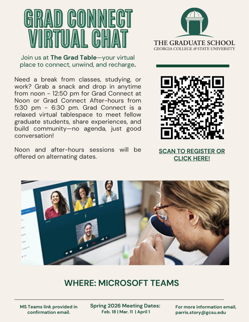 grad connect virtual chat Feb 18, Mar 11, April 1