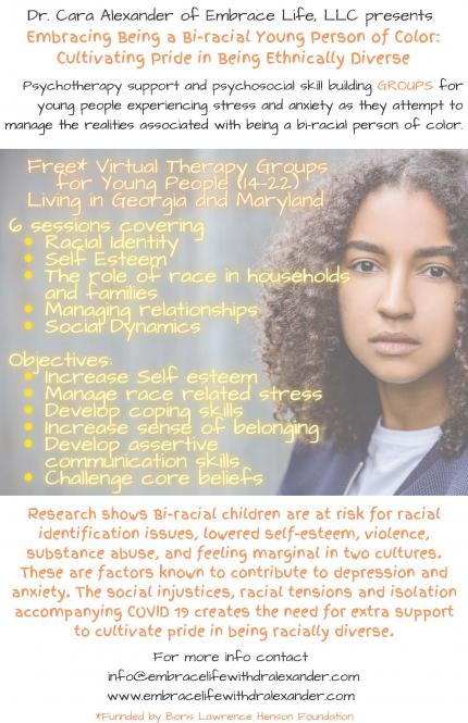 Free Virtual Therapy Groups for Bi-Racial Young People