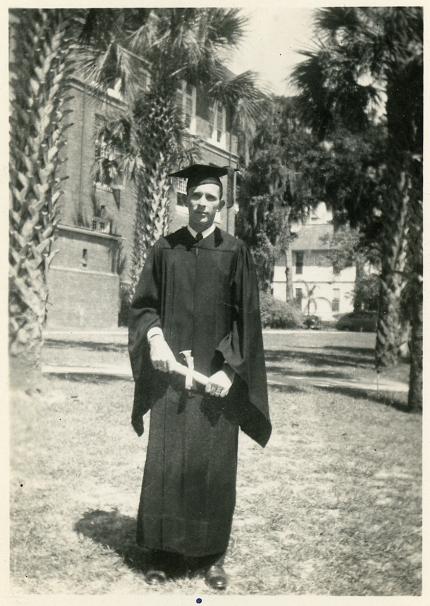 Dr. Lounsbury in graduation regalia at Stetson University