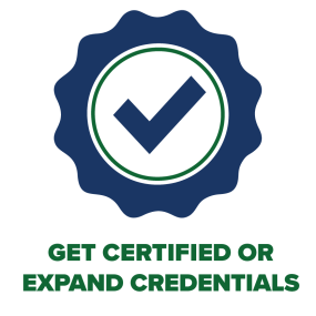certification seal with text that reads get certified or expand credentials