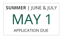 Summer June and July session transfer application deadlines are May 1st