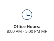 Admissions office hours are from 8:00 am to 5:00 pm, Monday thru Friday